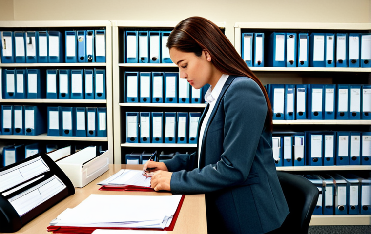 행정관리사 직무 인터뷰 꿀팁 - ** A friendly administrator greeting a client in the reception area of a company. The administrator ...