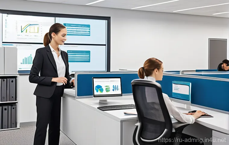 행정관리사 실기시험 체크리스트 - **Prompt 2: Seamless Hybrid Collaboration**
    An administrative specialist, a man in his early 40s...