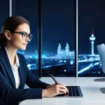 행정관리사로 커리어 체인지 성공 - **Prompt:** A dynamic, confident female administrative manager, in her early 30s, dressed in a sharp...