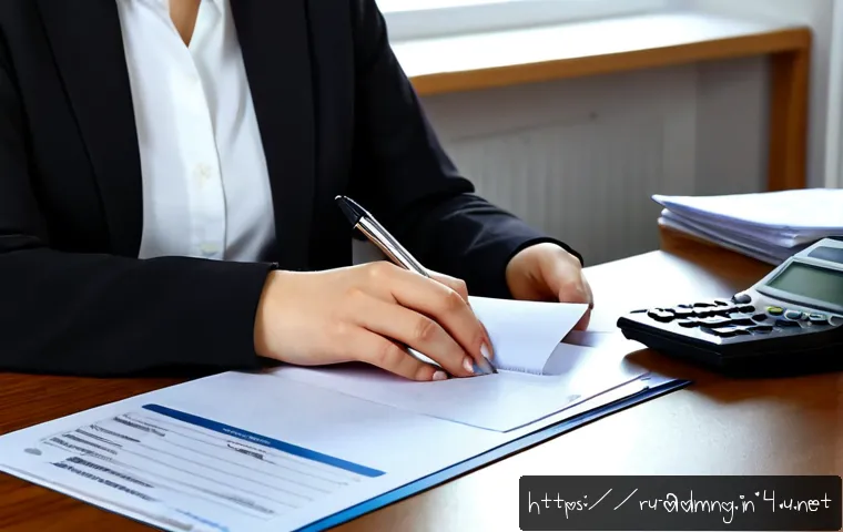 Home 30 행정관리사 필수 서류 준비 방법 - Photorealistic Russian administrative office scene, a neatly dressed professional organizing blank o...